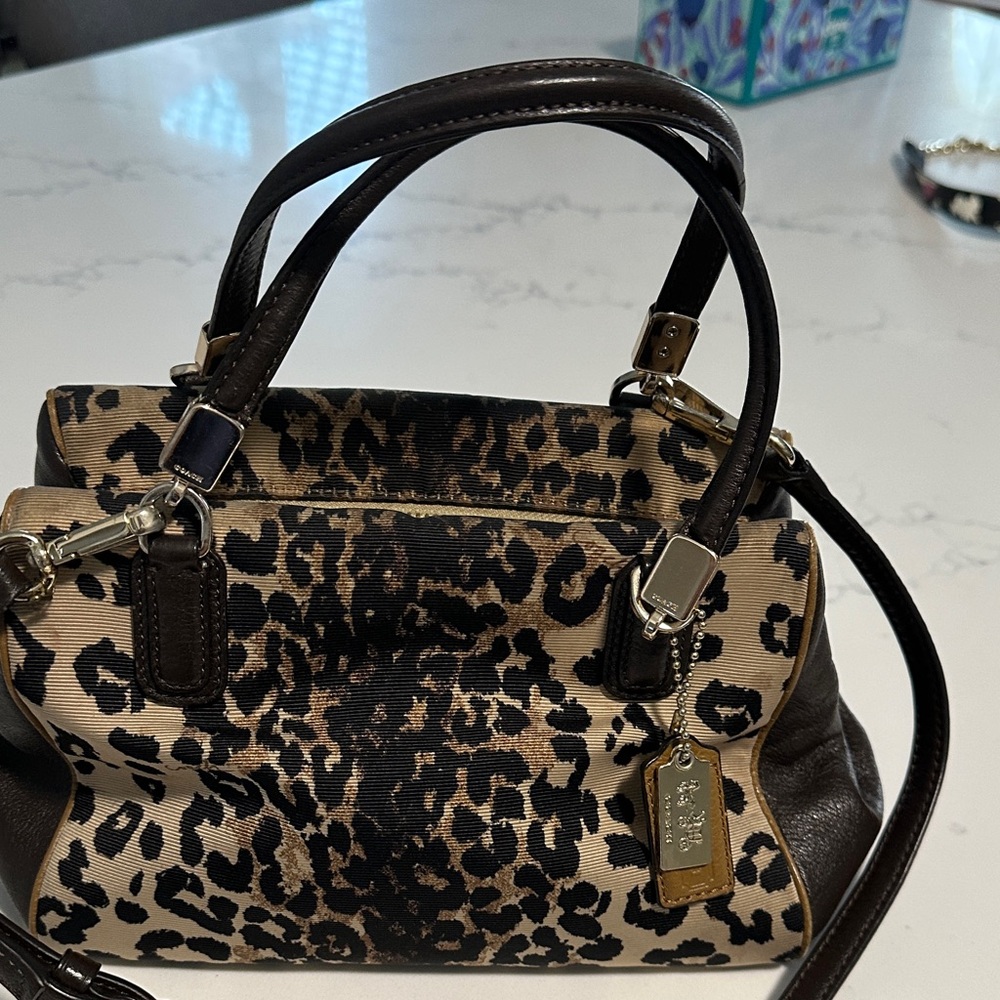 Coach Leopard Print Crossbody Bag with Brown Accents